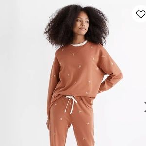 Madewell Bow Embroidered Double-Crewneck Sweatshirt